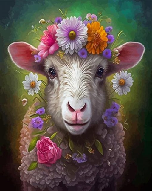 Aesthetic Floral Sheep Diamond Painting