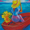 Aesthetic Woman Enjoying Summer On Boat Diamond Paintings