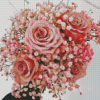 Baby Breath With Pink Roses Diamond Paintings