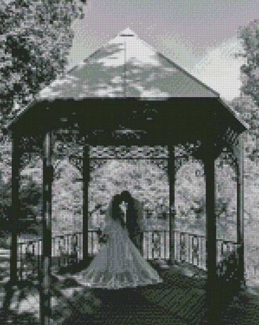 Black And White Gazebo Wedding Couple Diamond Paintings