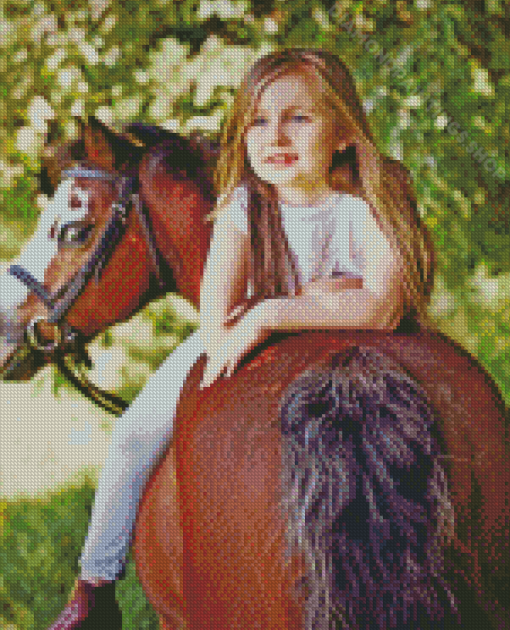 Blonde Girl On Horse Diamond Paintings