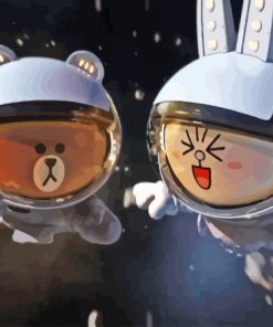 Brown And Cony In Space Diamond Painting
