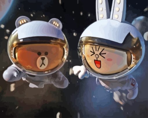 Brown And Cony In Space Diamond Painting