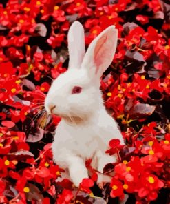 Cool Rabbit With Flowers Diamond Painting