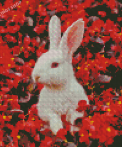 Cool Rabbit With Flowers Diamond Paintings
