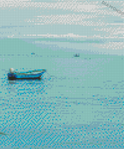 Fishing Blue Boat And Blue Sky Diamond Paintings