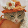 Kitten With Summer Hat Diamond Paintings