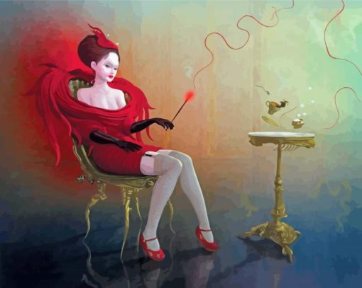 Lady In Red Dress Ray Caesar Diamond Painting