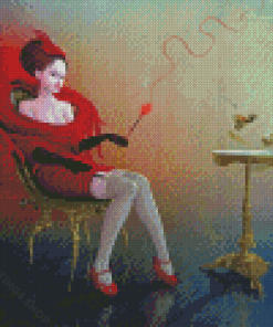 Lady In Red Dress Ray Caesar Diamond Paintings