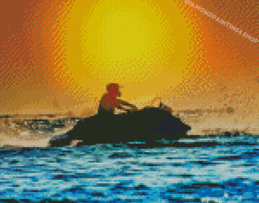 Man On Jet Ski Silhouette Diamond Paintings