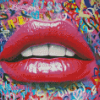 Pink Graffiti Lips Diamond Paintings