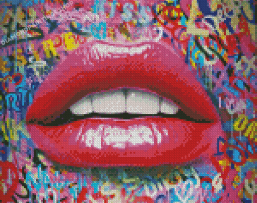 Pink Graffiti Lips Diamond Paintings