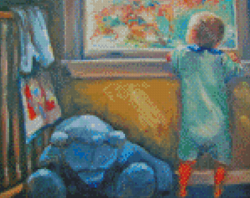 Vintage Baby Boy Looking Out The Window Diamond Paintings