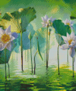 White Lotus Flower In Water Diamond Paintings