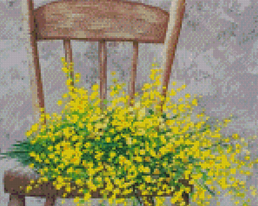 Yellow Flowers On The Chair Diamond Paintings