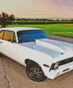 1970 White Chevrolet Nova Diamond Paintings