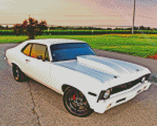 1970 White Chevrolet Nova Diamond Paintings