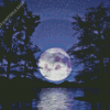 Aesthetic Full Moon Over Lake Diamond Paintings