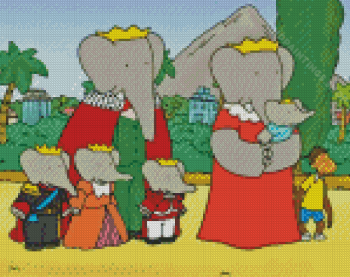 Babar The Elephant Family Diamond Paintings