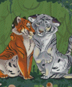 Cartoon Tigers In Love Diamond Paintings