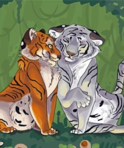 Cartoon Tigers In Love Diamond Painting