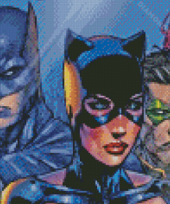 Catwoman With Batman And Robin Diamond Paintings