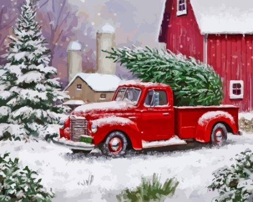 Christmas Ford Truck Diamond Painting