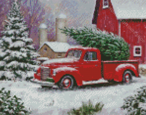 Christmas Ford Truck Diamond Paintings