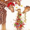 Christmas Giraffe Family Diamond Painting