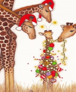 Christmas Giraffe Family Diamond Painting