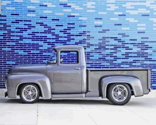 Classic Grey 1955 Ford Pickup Diamond Painting