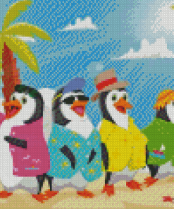 Cool Penguins On The Beach Diamond Paintings