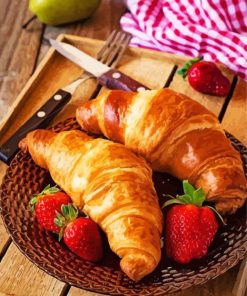 Croissants And Strawberries Diamond Painting