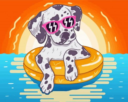 Dalmatian Dog Swimming Diamond Painting