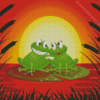 Frog Couple On Lily Pad Diamond Paintings