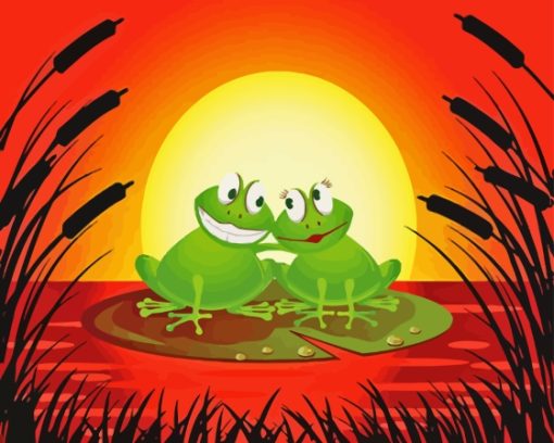 Frog Couple On Lily Pad Diamond Painting