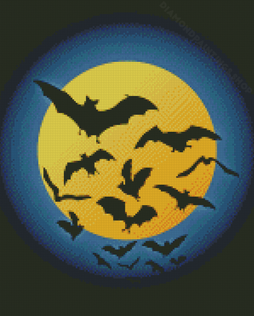 Full Moon Night Bats Diamond Paintings