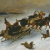 Horse Sleigh With Dogs Diamond Paintings