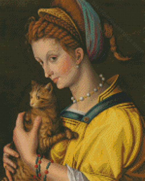Lady And Cat Diamond Paintings