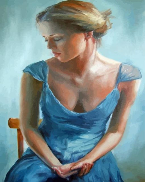 Lady In Blue Dress Diamond Painting