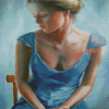 Lady In Blue Dress Diamond Paintings