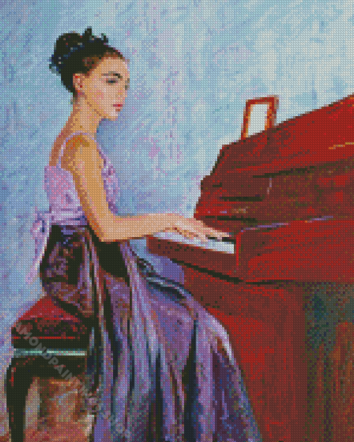 Lady Playing Piano Diamond Paintings