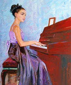 Lady Playing Piano Diamond Painting