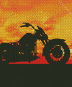 Motorcycle Sunset Silhouette Diamond Paintings