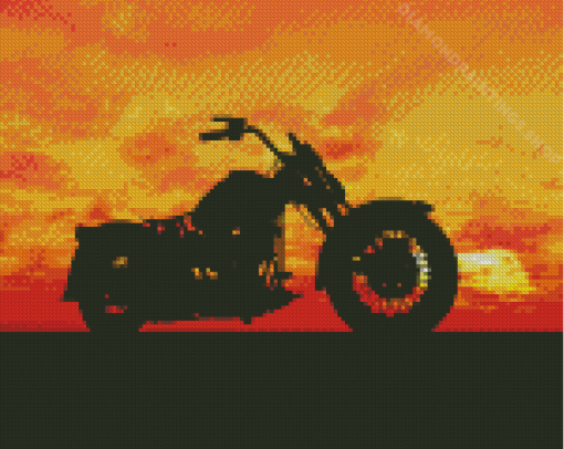 Motorcycle Sunset Silhouette Diamond Paintings