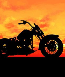 Motorcycle Sunset Silhouette Diamond Painting