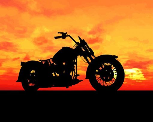 Motorcycle Sunset Silhouette Diamond Painting