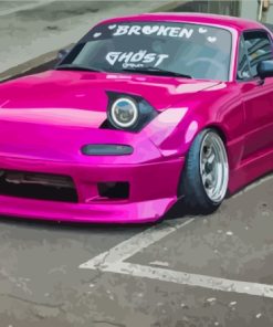 Pink Mazda Miata Car Diamond Painting