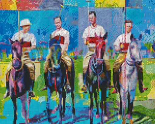 Polo Players And Horses Art Diamond Paintings