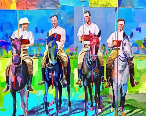 Polo Players And Horses Art Diamond Painting